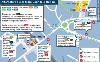 Colindale bus map