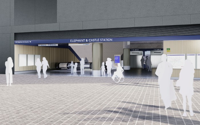 cgi of new elephant & castle tube station entrance