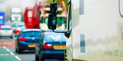 Lorry in London traffic