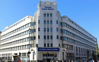 exterior of victoria coach station